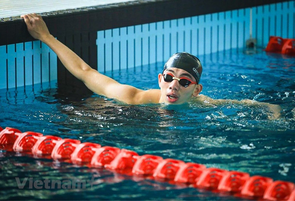 今年，越南游泳队没有有用名将阮氏映圆，越南队的夺金任务寄托在辉煌、贵福、兴原等三名主力运动员身上。越南游泳队共31名运动员参加第31届东南亚运动会中的40个比赛项目，力争获得8枚金牌。结束在匈牙利的训练之后，越南游泳队正在河内美亭水上体育馆训练。图自 Vietnam+