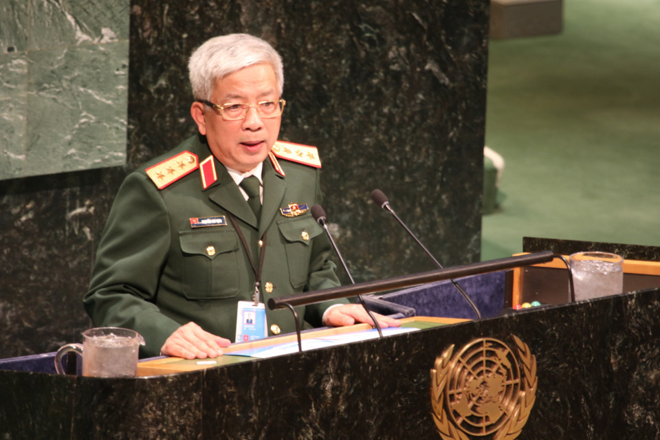 2019年3月29日，越南国防部副部长阮志咏上将出席联合国维持和平国防部长会议并发表讲话。越通社记者 友青 摄