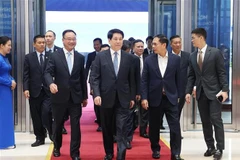 越南国家主席梁强检查《河内公约》开放签署仪式总彩排。图自越通社