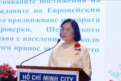 胡志明市越南与保加利亚友好协会主席黄泰兰发表讲话。图自越通社