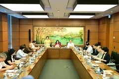 河内市国会代表就各法案进行分组讨论。图自越通社