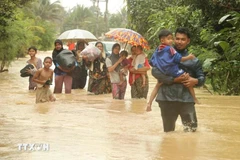 泰国那拉提瓦府遭遇强降雨后被洪水淹没。图自越通社