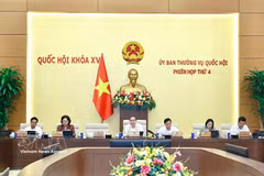 在第四次会议框架下，越南国会常务委员会7月28日下午就《土地法（修正案）》草案提出意见。图自越通社