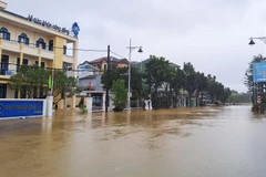 顺化市裴氏春路路面积水严重。图自越通社