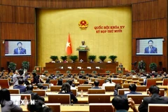 财政部部长阮文胜在会上发表讲话。图自越通社