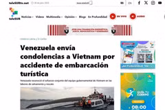 委内瑞拉及拉丁美洲地区最大的电视台之一teleSURE电子门户网站上发布慰问内容。图自越通社