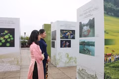 代表们参观“越南文化遗产——从传统到现代的生命力”专题展。图自越通社