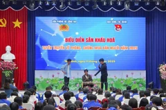 打击人口贩运犯罪宣传活动。图自越通社