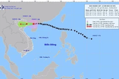 9月25日早上6时，9号台风以每小时约20公里的速度移动。图自越通社