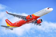 越捷航空公司的飞机。图自越通社