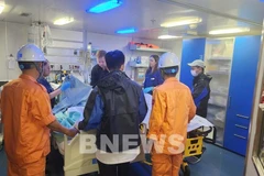 搜救力量登上荷兰籍邮轮“威士特丹”号。图自越通社