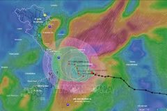 第15号台风11月27日凌晨4时的移动方向。图自越通社