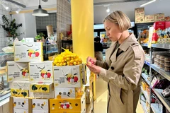 法国消费者品尝越南农产品。图自越通社