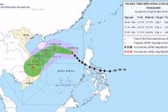 10月20日早晨5时，第12号台风的移动方向。越南国家气象水文预报中心供图