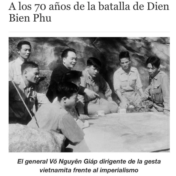 乌拉圭报纸《Grupo R Multimedio》刊登纪念奠边府大捷70周年的文章。截图 Capture.PNG