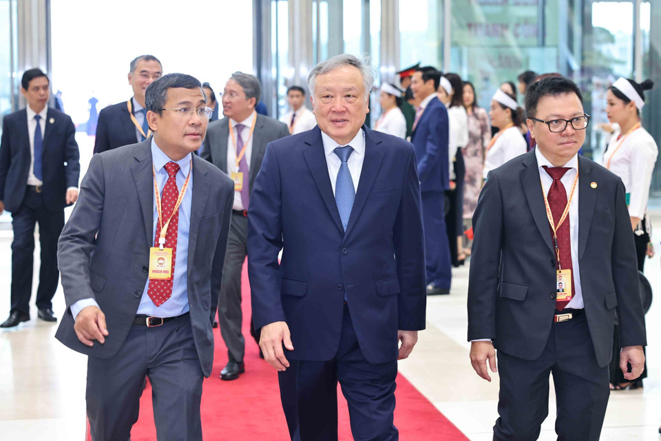 越南政府常务副总理阮和平及代表出席大会开幕式。图自越通社