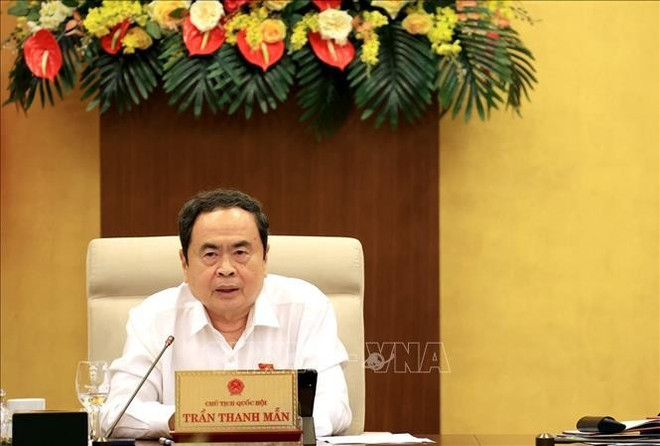 越共中央政治局委员、国会主席陈青敏在会上发言。图自越通社 uuidd7b0b790-633c-4d70-a367-95cd463ba3c7code001library1type1mode1loctruecaptrue.jpg