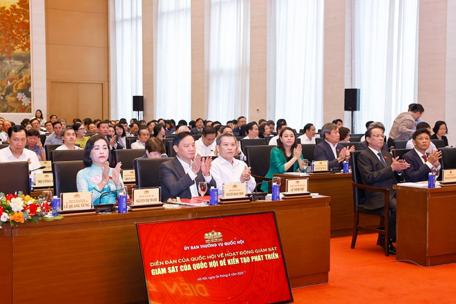 会议场景。图自越通社 vna-potal-dien-dan-cua-quoc-hoi-ve-hoat-dong-giam-sat-8192862.jpg
