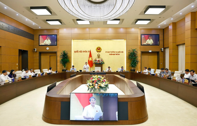 会议现场。图自i越通社 vna-potal-ubtv-quoc-hoi-cho-y-kien-ve-luat-quan-ly-thue-sua-doi-8336084.jpg