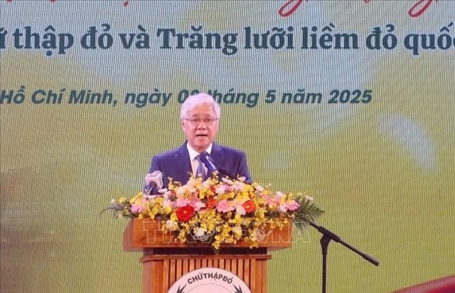 越共中央书记处书记、越南祖国阵线中央委员会主席杜文战发表讲话。图自越通社 thang-nhan-dao-b.jpg