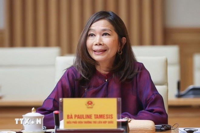 联合国常驻越南协调员宝琳·塔梅西斯。图自越通社 lhq.jpg