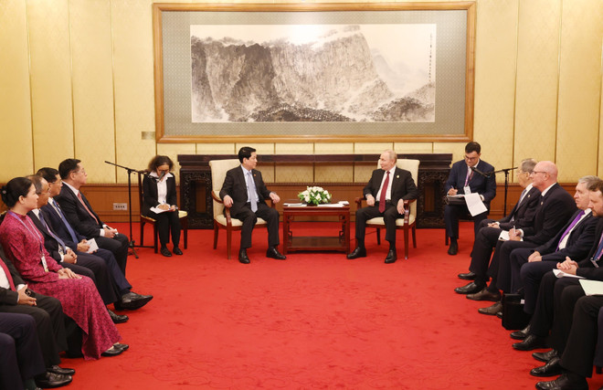 会见现场。图自越通社 vna-potal-chu-tich-nuoc-luong-cuong-hoi-kien-tong-thong-nga-vladimir-putin-8254453.jpg