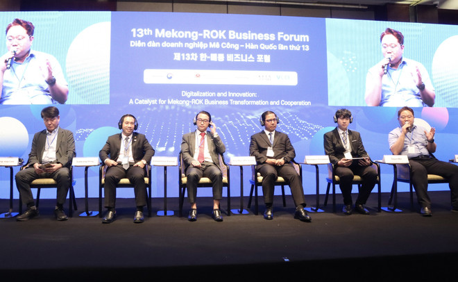 论坛场景。图自越通社 vna-potal-dien-dan-doanh-nghiep-mekong-han-quoc-nam-2025-8276164.jpg