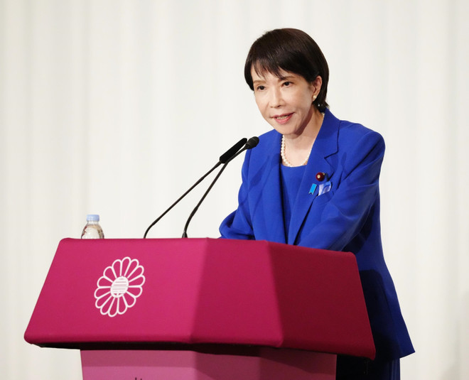 日本自由民主党总裁高市早苗当选日本第104任首相。图自日本共同通信社 vna-potal-nhat-ban-co-nu-thu-tuong-dau-tien-8352016.jpg