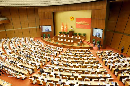 深入学习贯彻越共中央政治局关于实施越共十四大对外路线决议会议。图自越通社