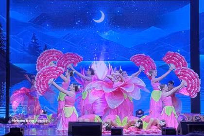 旅俄越南人艺术团的表演节目。图自越通社