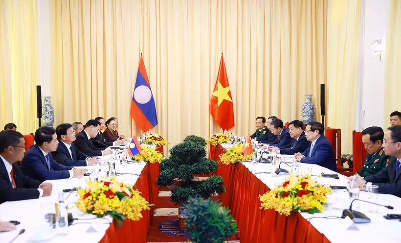 会见场景。图自越通社