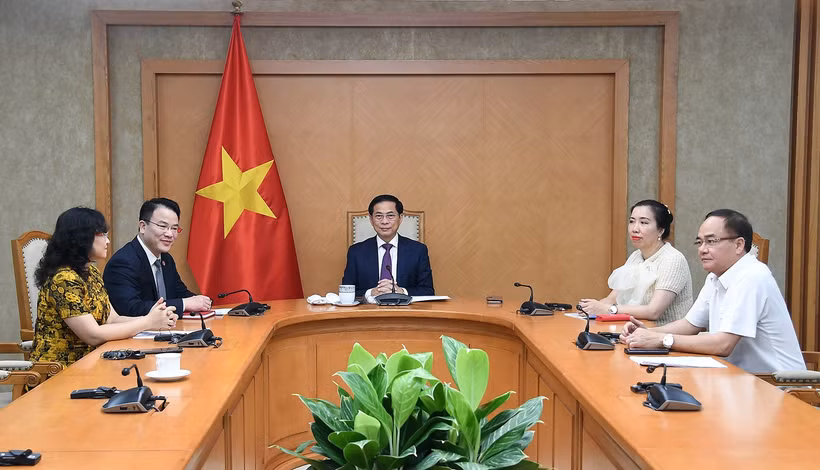 越南政府副总理兼外交部长裴青山与欧盟委员会副主席卡娅·卡拉斯通电话。图自越通社