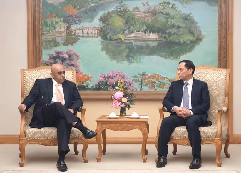 越南政府副总理裴青山会见Makara Capital集团董事长Ali Ijaz Ahmad。图自越通社