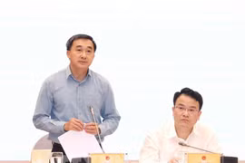 越南卫生部副部长陈文瞬回答记者的提问。图自越通社