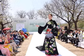越南奥黛在北京绽放光彩。图自越通社