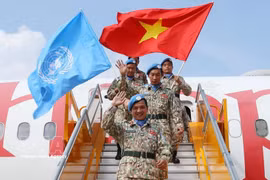 参与联合国维和行动的越南二号工兵队。图自越通社
