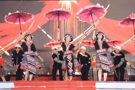 2024年赫蒙族芦笙狂欢节暨野樱花节开幕式上的一个文艺节目。图自越通社