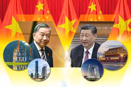 越共中央总书记苏林与中共中央总书记、国家主席习近平。图自《人民军报》