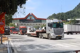 车辆经谅山省友谊国际口岸通行。图自越通社