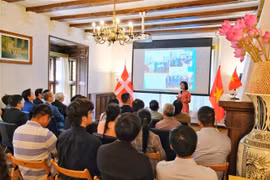 阮黎青大使于上周末在位于丹麦首都哥本哈根的越南大使馆驻地会见了旅丹越南人社群代表。图自越通社