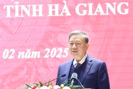 越共中央总书记苏林在会上发表讲话。图自越通社