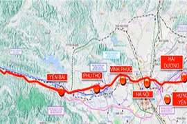 老街-海防-河内铁路线路图。图自越通社