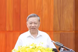 越共中央总书记苏林在工作会议上发表讲话。图自越通社