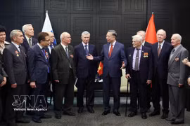 越共中央总书记、国家主席苏林会见俄罗斯老兵协会和俄越友好协会代表。图自越通社