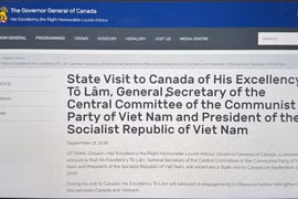 加拿大总督府日前发布公告重申，越南是加拿大在印度洋—太平洋地区的重要伙伴。屏幕截图