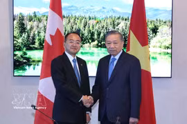 越共中央总书记、国家主席苏林会见国际民用航空组织理事会主席大沼俊之。图自越通社