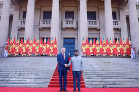 越共中央总书记、国家主席苏林与斯里兰卡总统阿努拉·库马拉·迪萨纳亚克。图自越通社
