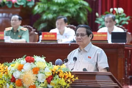 越南政府总理范明政在活动上发表讲话。图自越通社