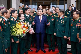 越南国会主席陈青敏会见271团有功者代表团。图自越通社