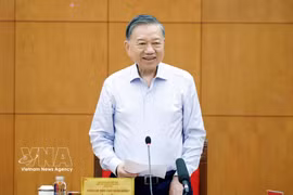 越共中央总书记、国家主席苏林在会议上发表讲话。图自越通社